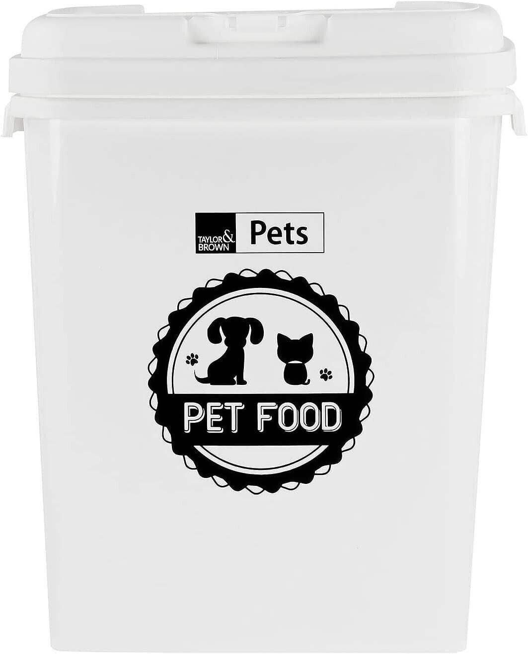 40Litre White Pet Food Dry Container Animal Cat Dog Storage Bin Box Scoop Basket