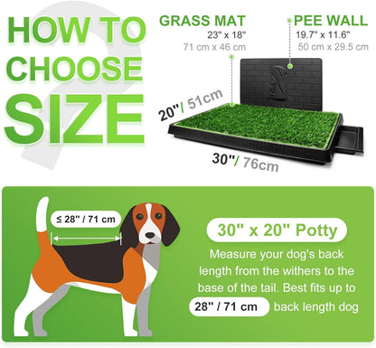 Dog Toilet Indoor Puppy Training Pad, Dog Potty Pet Training Grass Mat, Removable Waste Tray for Easier Clean Up, Non-Toxic Artificial Turf, (76×51 Cm)