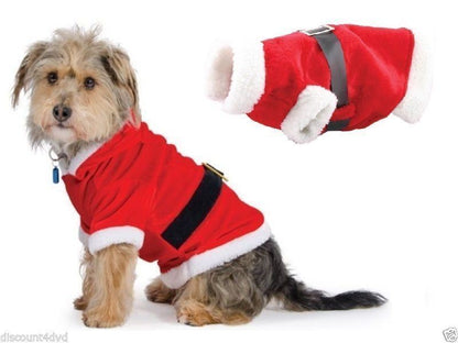 Pet Fancy Dress Costume Dog Cat Outfit Clothes Winter Wear Santa Claus Christmas