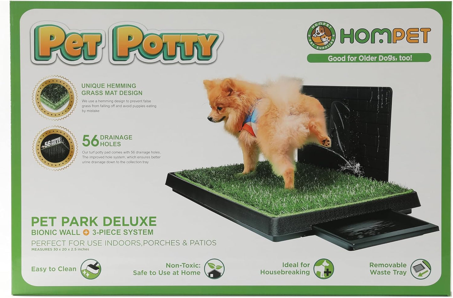 Dog Toilet Indoor Puppy Training Pad, Dog Potty Pet Training Grass Mat, Removable Waste Tray for Easier Clean Up, Non-Toxic Artificial Turf, (76×51 Cm)