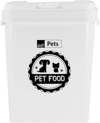 40Litre White Pet Food Dry Container Animal Cat Dog Storage Bin Box Scoop Basket