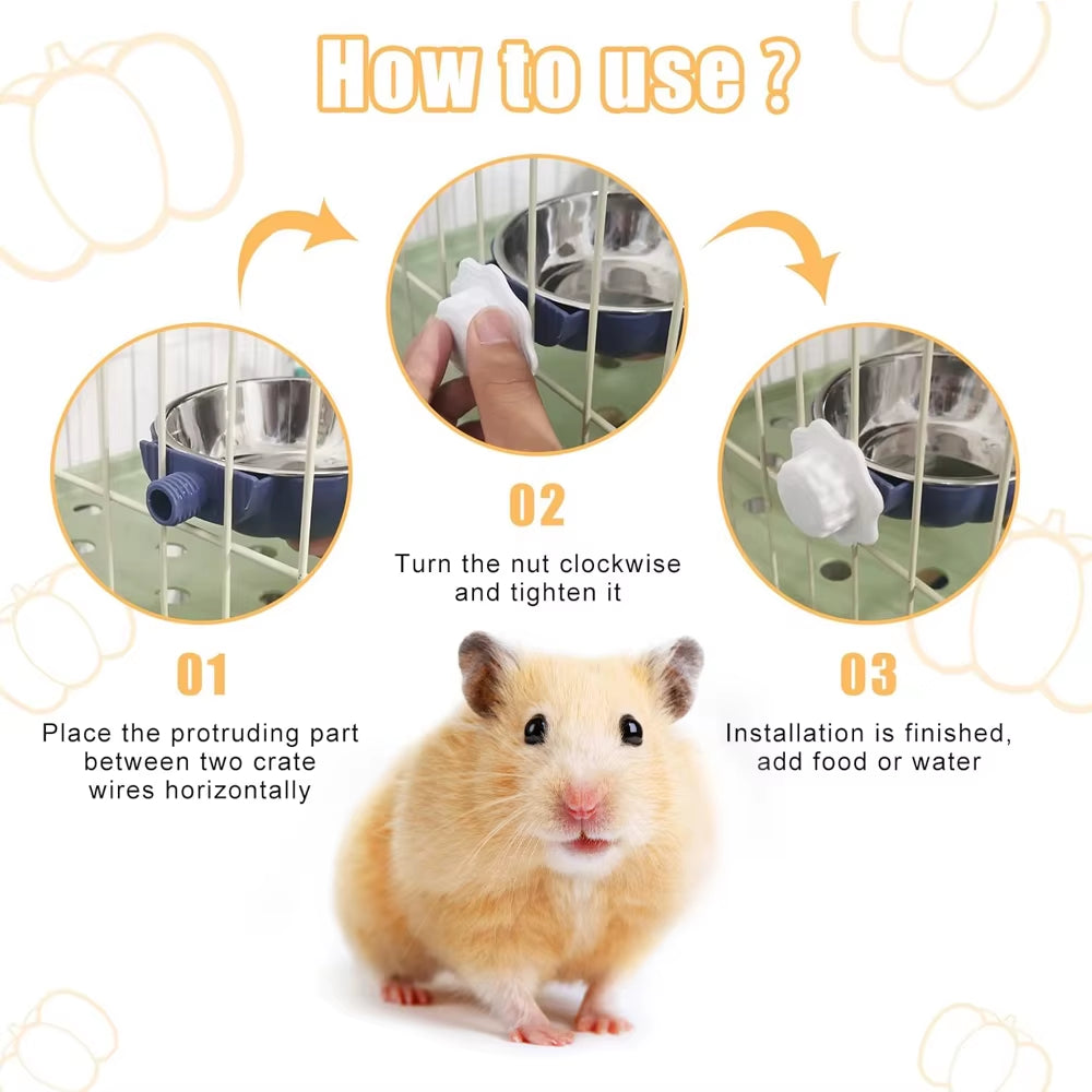 Movable Lifting Pet Hanging Food Bowl Pumpkin Shaped Stainless Steel Water Bowl for Rabbit Hamster Bird Cat Pet Feeding Supplies