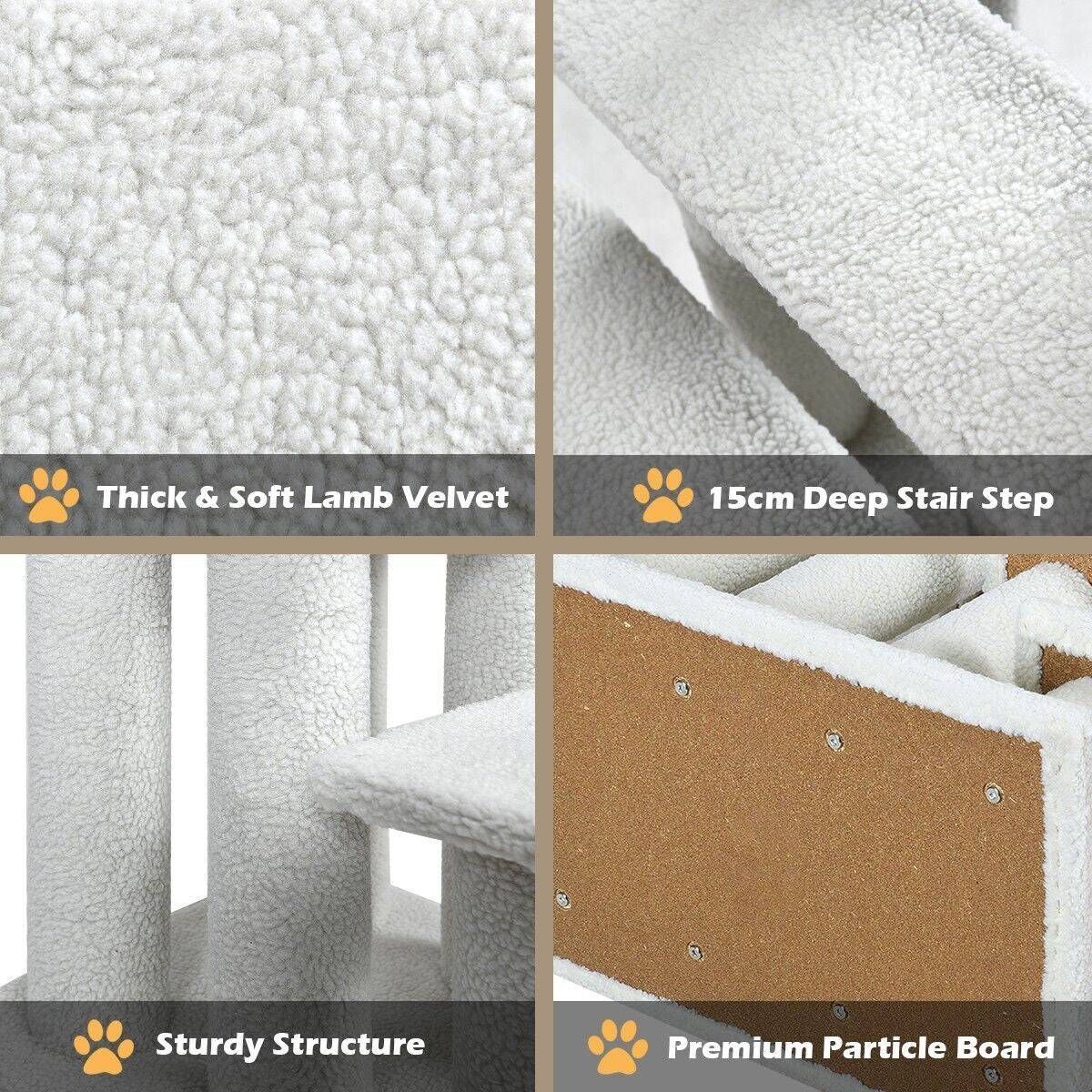4-Step Carpeted Cat Dog Easy Climb Ladder