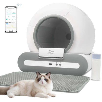 65L Self-Cleaning Cat Litter Box App Control, ONLY Supports 2.4G Wifi W/Litter Mat&Trash Bags, Fit for Tofu & Mixed Litter