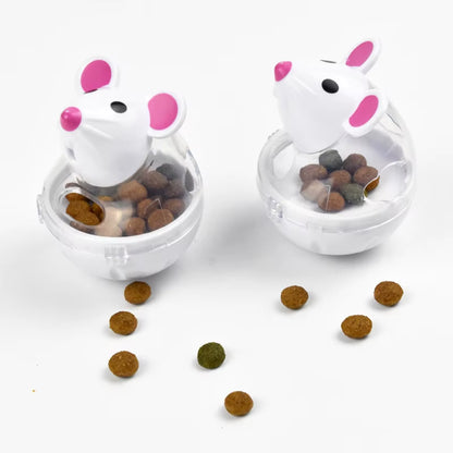 Interactive Cat Food Dispenser - Mouse-Shaped Rolling Toy Ball for Fun Feeding, Prevents Food Spills & Boredom
