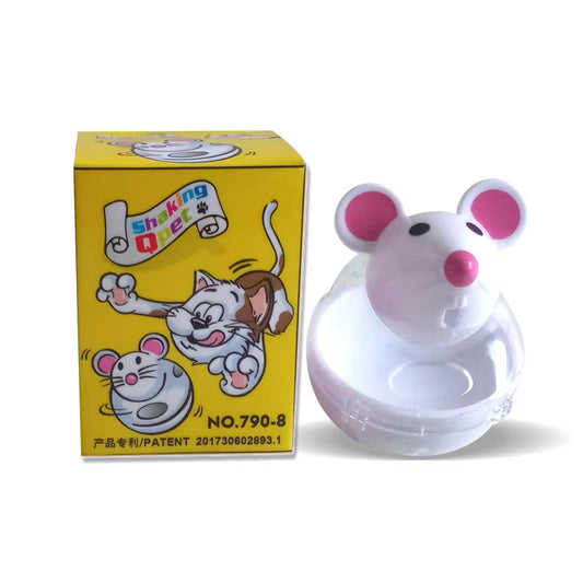 Interactive Cat Food Dispenser - Mouse-Shaped Rolling Toy Ball for Fun Feeding, Prevents Food Spills & Boredom
