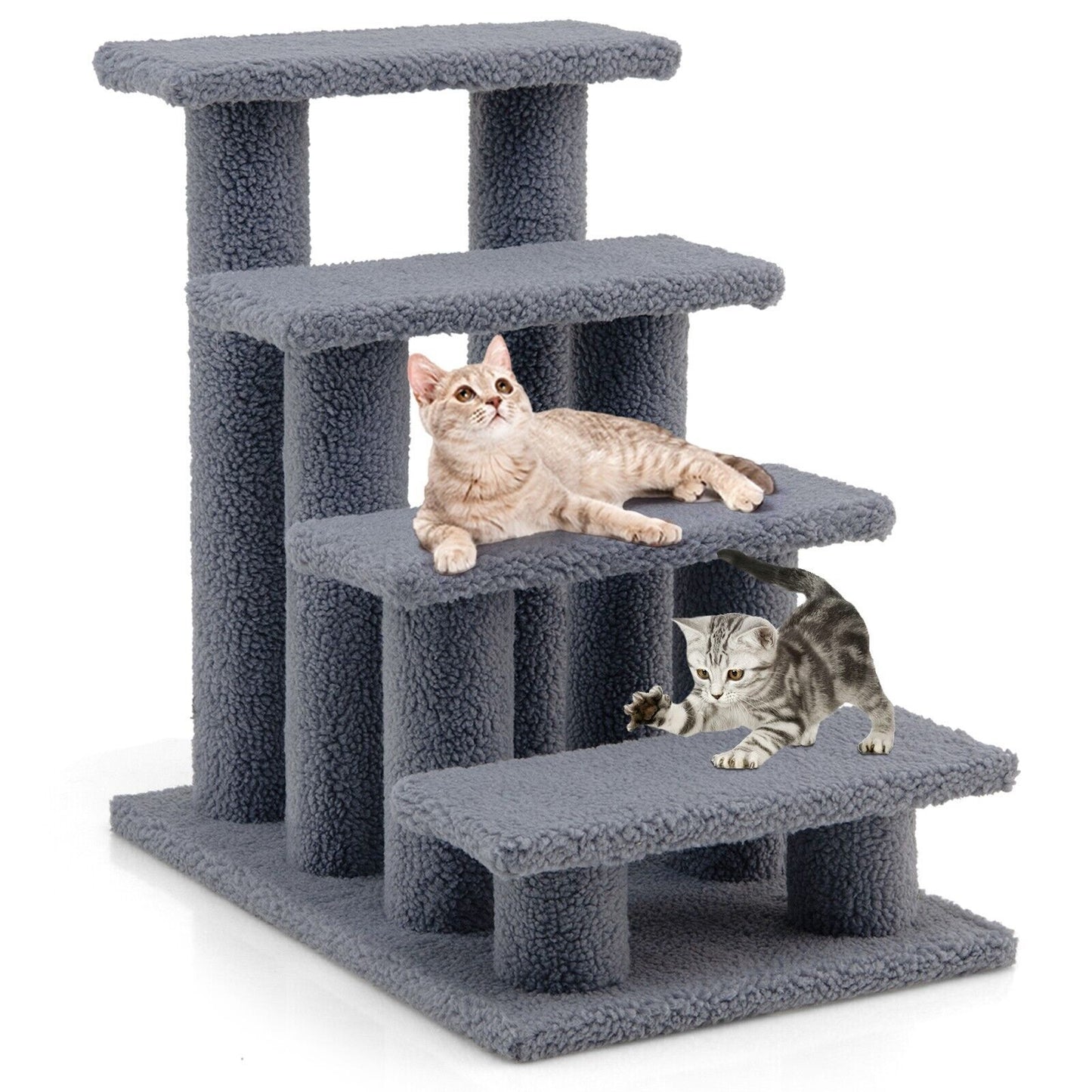4-Step Carpeted Cat Dog Easy Climb Ladder