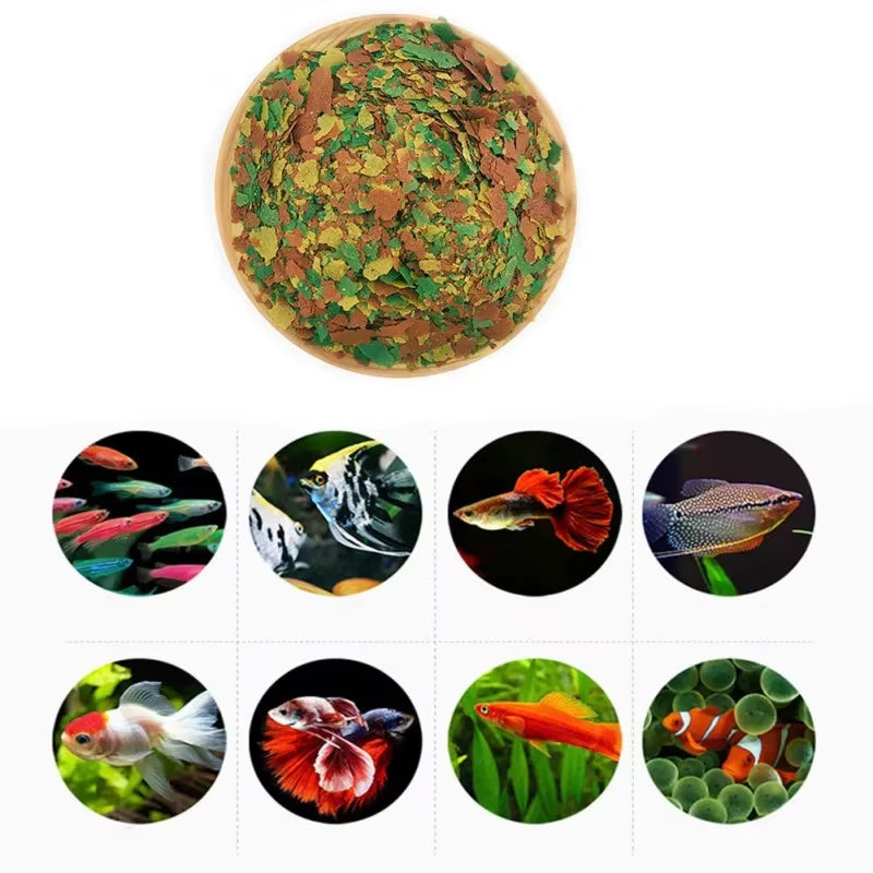 Fish Food Coloring and Brightening Feed High-Nutrient Tropical Fish Growth Healthy Fish Food Flakes