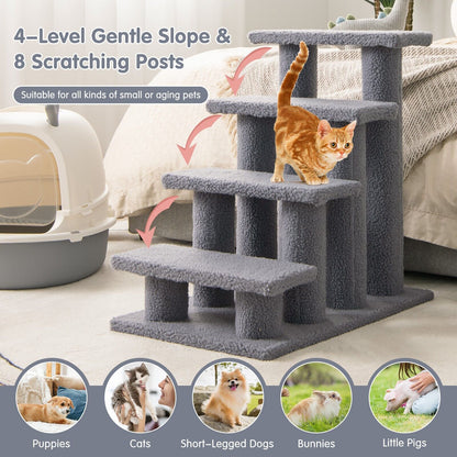 4-Step Carpeted Cat Dog Easy Climb Ladder