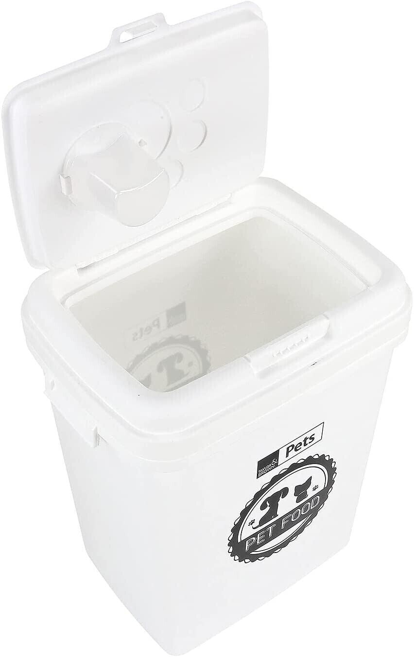 40Litre White Pet Food Dry Container Animal Cat Dog Storage Bin Box Scoop Basket