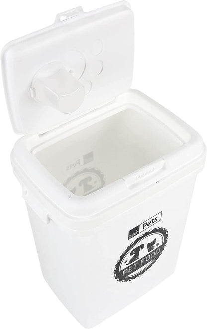 40Litre White Pet Food Dry Container Animal Cat Dog Storage Bin Box Scoop Basket