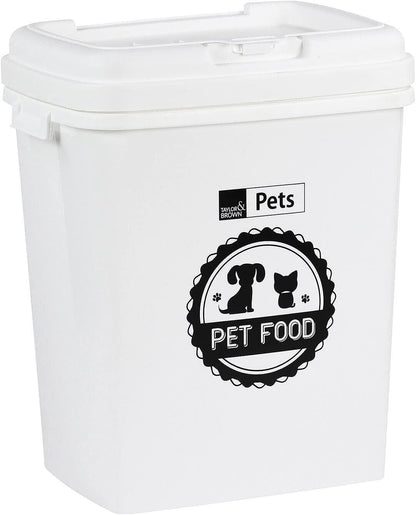 40Litre White Pet Food Dry Container Animal Cat Dog Storage Bin Box Scoop Basket