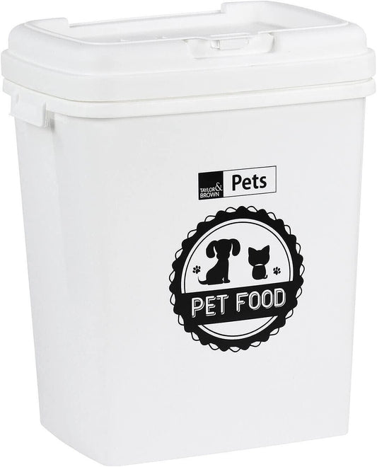 40Litre White Pet Food Dry Container Animal Cat Dog Storage Bin Box Scoop Basket