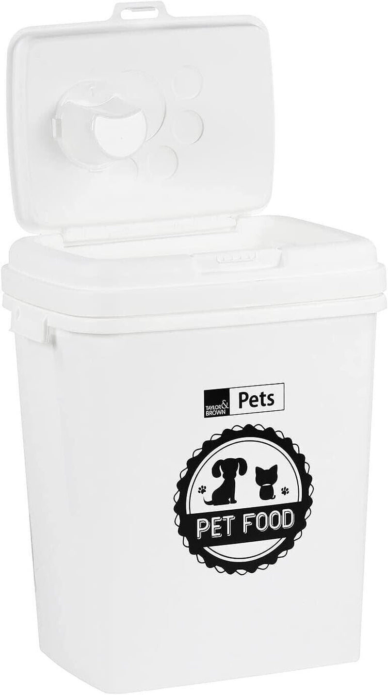 40Litre White Pet Food Dry Container Animal Cat Dog Storage Bin Box Scoop Basket