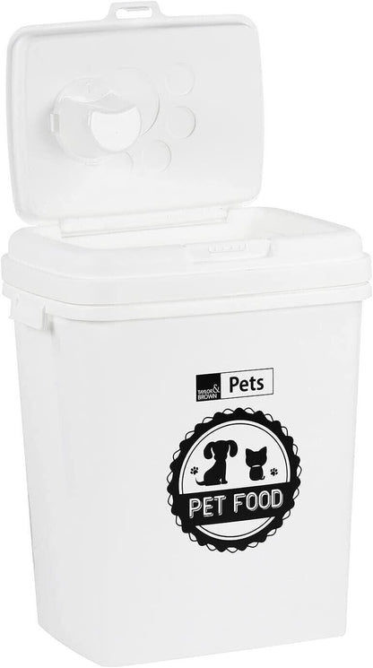 40Litre White Pet Food Dry Container Animal Cat Dog Storage Bin Box Scoop Basket