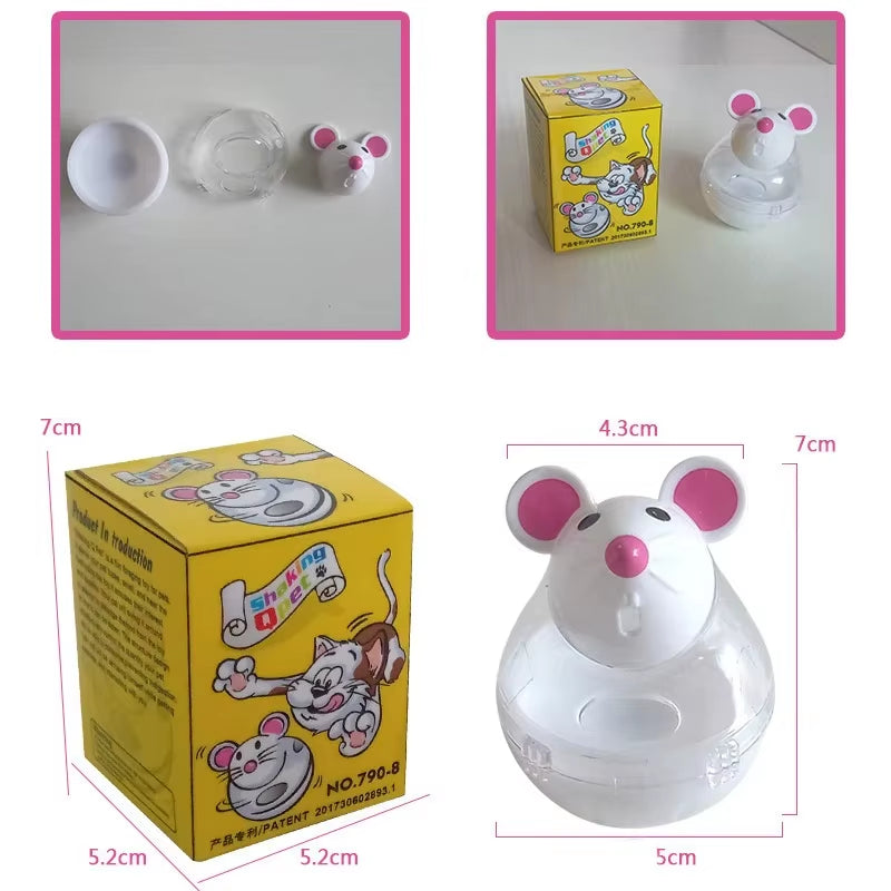 Interactive Cat Food Dispenser - Mouse-Shaped Rolling Toy Ball for Fun Feeding, Prevents Food Spills & Boredom