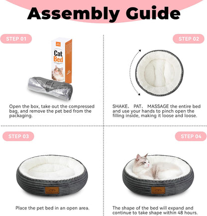 Cat Bed, 20In Dog Beds for Small Dogs, Calming Cat & Dog Beds for Indoor Pets, P