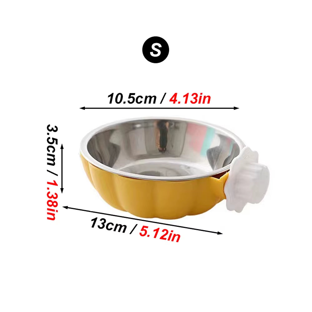 Movable Lifting Pet Hanging Food Bowl Pumpkin Shaped Stainless Steel Water Bowl for Rabbit Hamster Bird Cat Pet Feeding Supplies