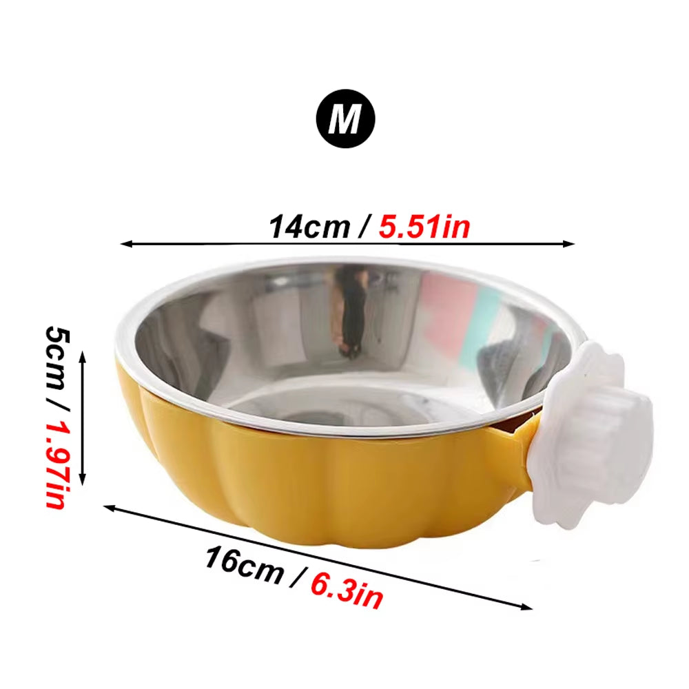 Movable Lifting Pet Hanging Food Bowl Pumpkin Shaped Stainless Steel Water Bowl for Rabbit Hamster Bird Cat Pet Feeding Supplies