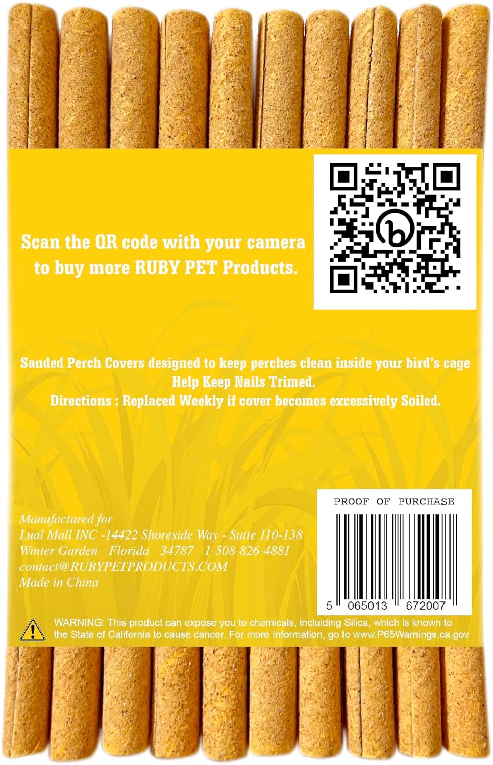 Sanded Perch Covers for Parakeets, Lovebirds, Finches, Canaries, Small Birds, 3/8" Diameter X 7.5" Long | Bird Accessories | Pet Bird Supplies | Bird Perches for Cage | 10 Count