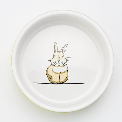 Nobby Rodent Ceramic Bowl Rabbit Green/White Diameter 11 Cm X 4.5 Cm Pack of 1