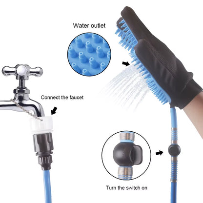 Dog Bath Tool Massage Glove Silicone Pet Brush Cleaner Push on Tap Shower Head Pet Cleaning Supplies Paw Washer for Dogs