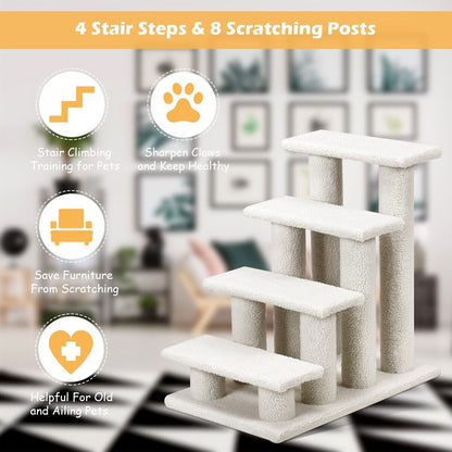 4-Step Carpeted Cat Dog Easy Climb Ladder