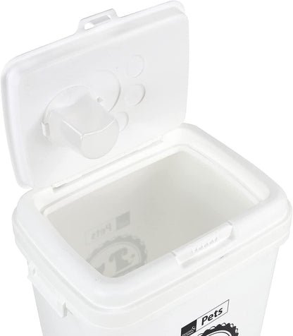 40Litre White Pet Food Dry Container Animal Cat Dog Storage Bin Box Scoop Basket