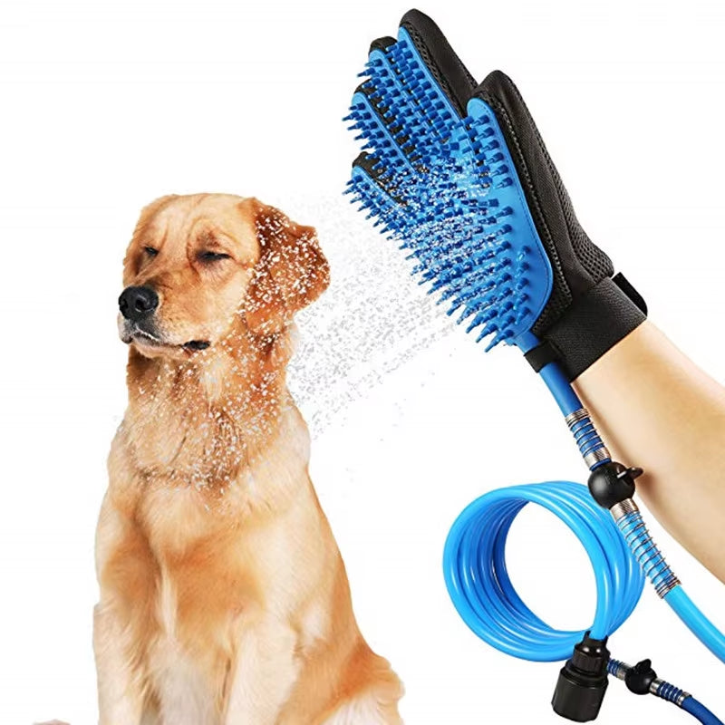 Dog Bath Tool Massage Glove Silicone Pet Brush Cleaner Push on Tap Shower Head Pet Cleaning Supplies Paw Washer for Dogs