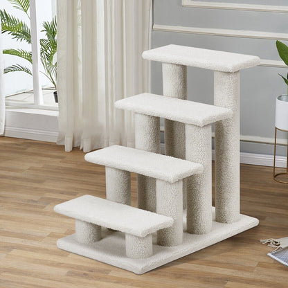 4-Step Carpeted Cat Dog Easy Climb Ladder