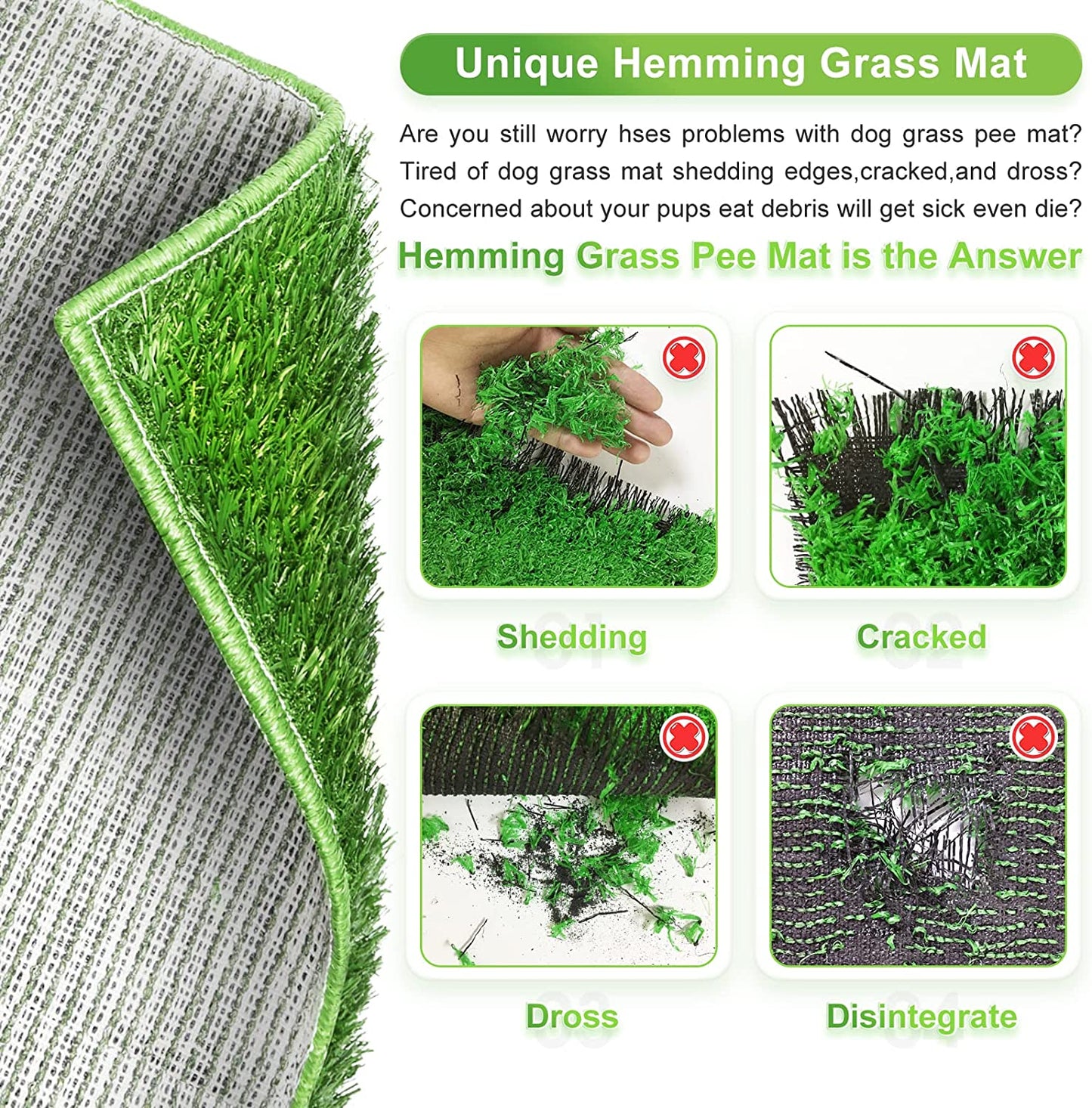 Dog Toilet Indoor Puppy Training Pad, Dog Potty Pet Training Grass Mat, Removable Waste Tray for Easier Clean Up, Non-Toxic Artificial Turf, (76×51 Cm)