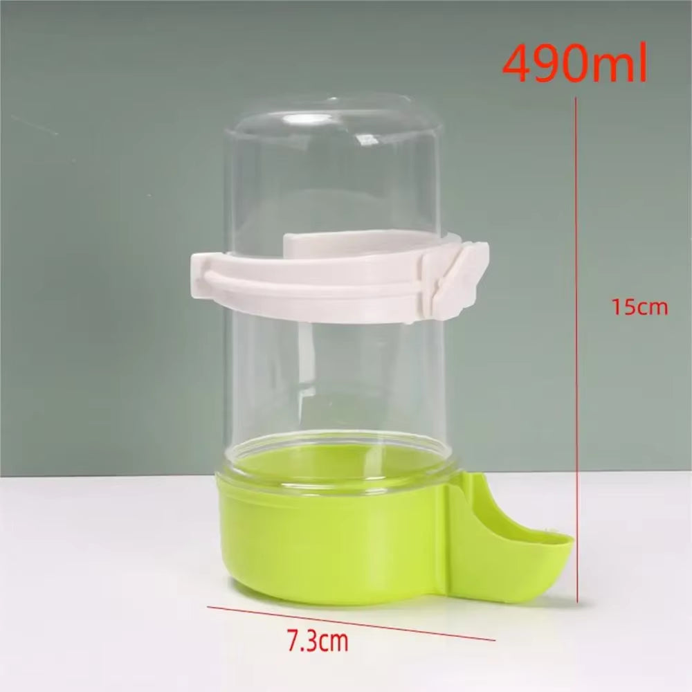 120/240/490ML Bird Feeder Automatic Cage Hanging Parrot Feeder Water Dispenser for Small Medium Large Bird Pet Cage Accessories