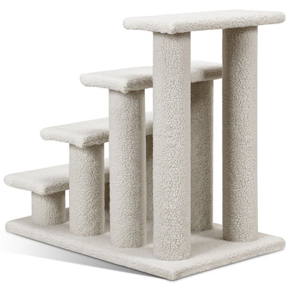 4-Step Carpeted Cat Dog Easy Climb Ladder