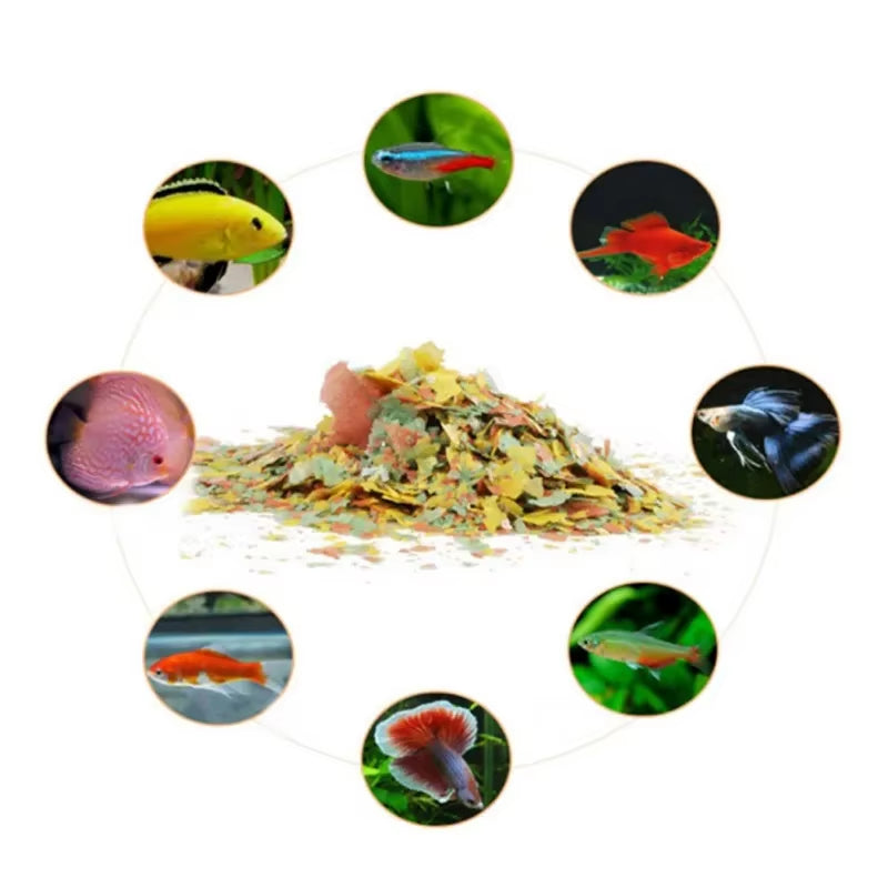 Fish Food Coloring and Brightening Feed High-Nutrient Tropical Fish Growth Healthy Fish Food Flakes