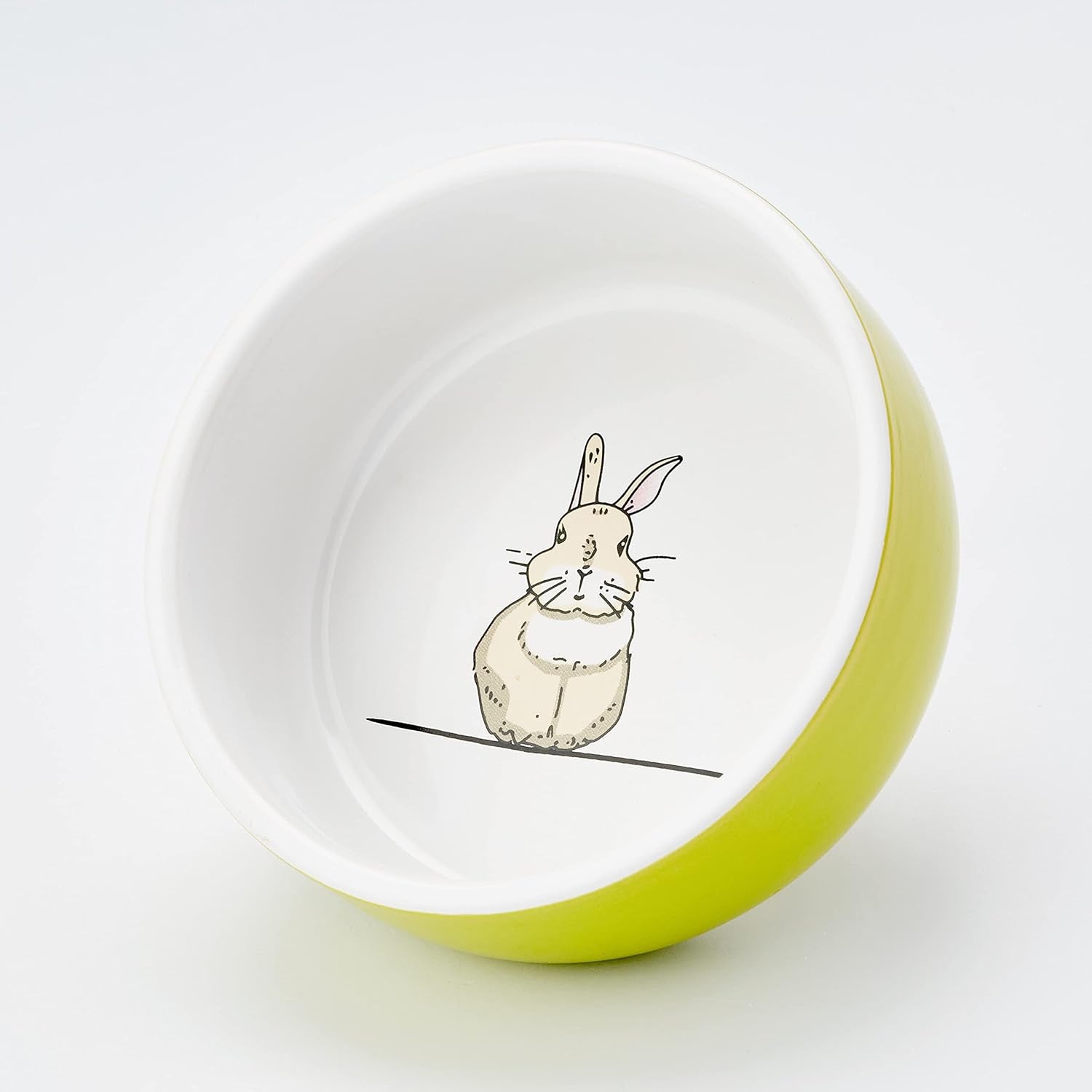 Nobby Rodent Ceramic Bowl Rabbit Green/White Diameter 11 Cm X 4.5 Cm Pack of 1
