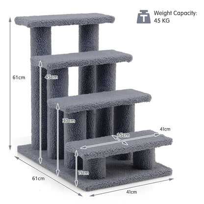 4-Step Carpeted Cat Dog Easy Climb Ladder