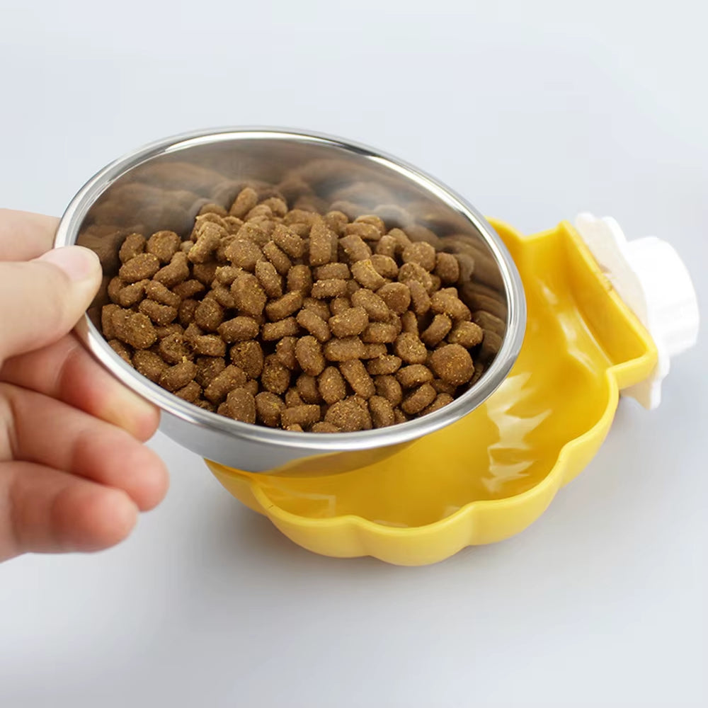 Movable Lifting Pet Hanging Food Bowl Pumpkin Shaped Stainless Steel Water Bowl for Rabbit Hamster Bird Cat Pet Feeding Supplies