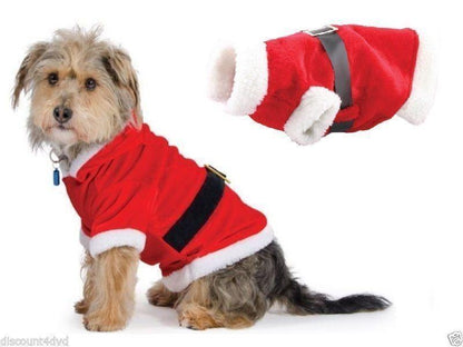 Pet Fancy Dress Costume Dog Cat Outfit Clothes Winter Wear Santa Claus Christmas