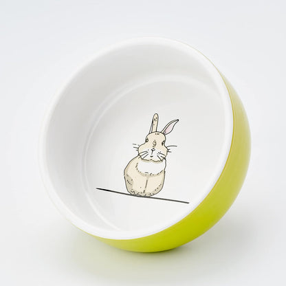 Nobby Rodent Ceramic Bowl Rabbit Green/White Diameter 11 Cm X 4.5 Cm Pack of 1