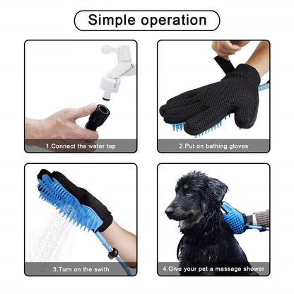 Dog Bath Tool Massage Glove Silicone Pet Brush Cleaner Push on Tap Shower Head Pet Cleaning Supplies Paw Washer for Dogs