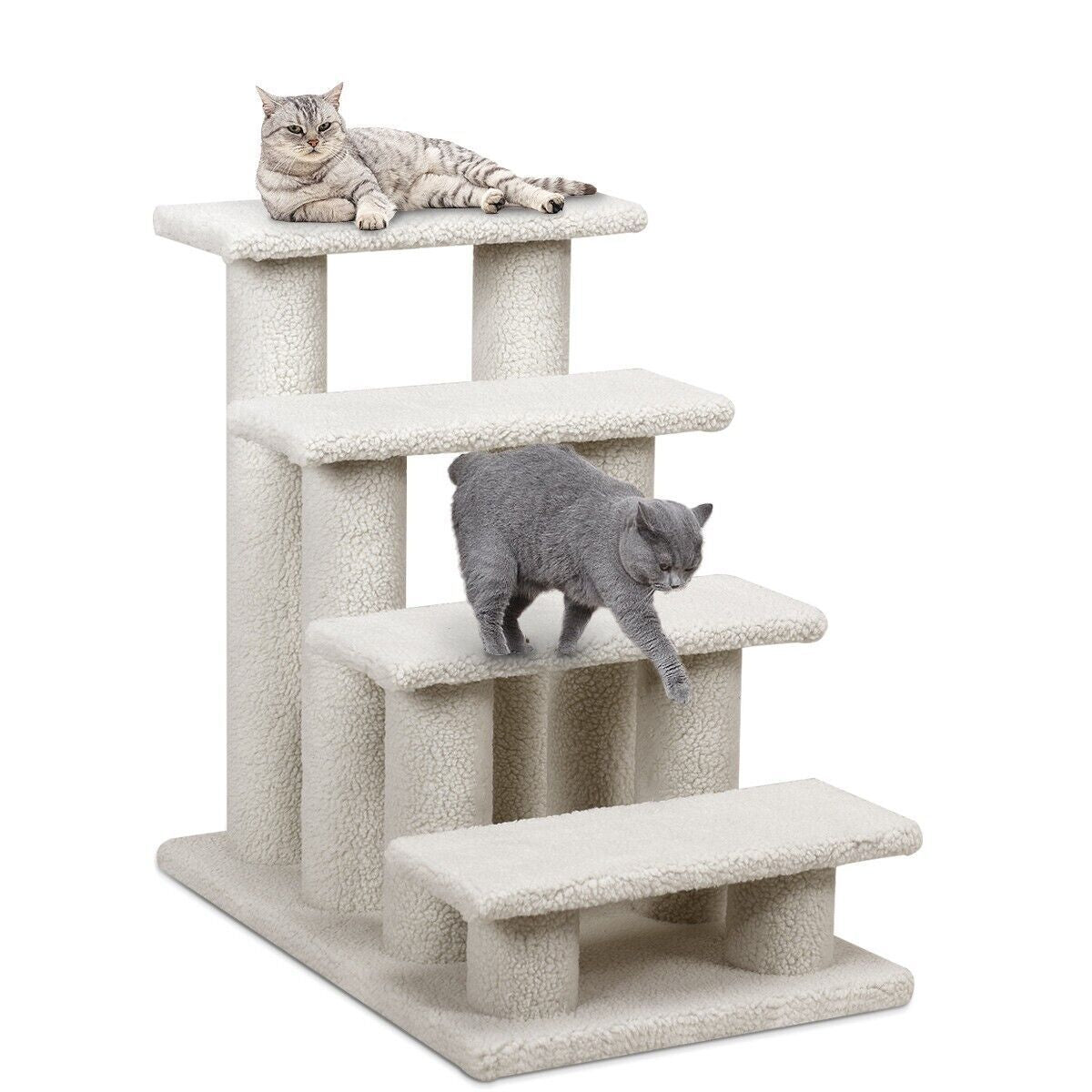 4-Step Carpeted Cat Dog Easy Climb Ladder